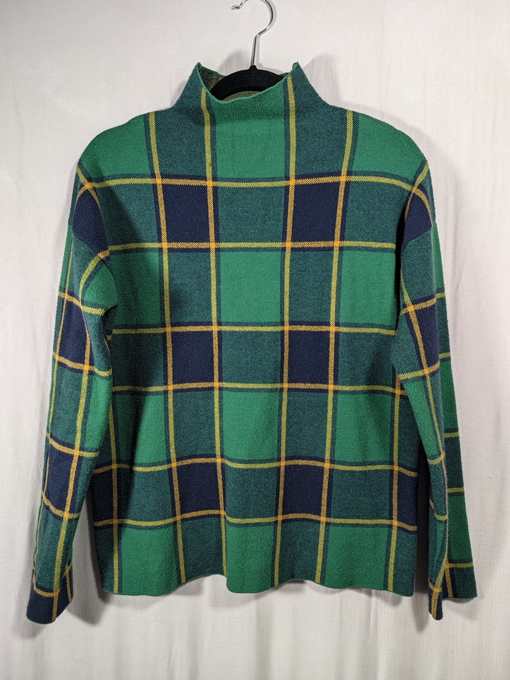 Rachel Zoe Plaid Turtleneck in Green & Blue Size Medium